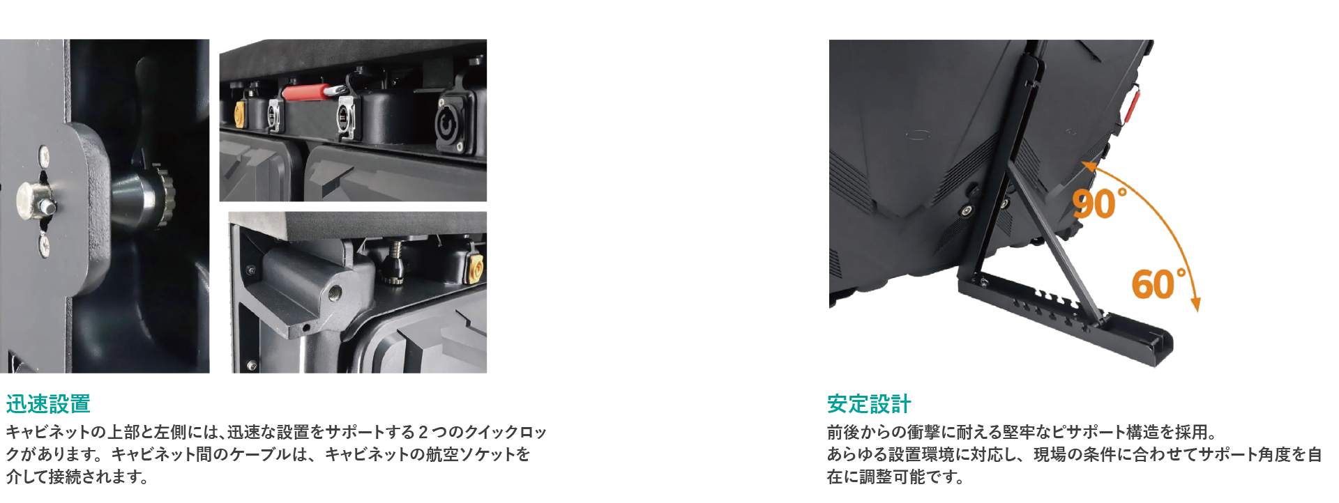 デジタルサイネージ製品P7シリーズの特徴。迅速で安定した設置が可能。